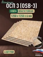 ОСП (OSB 3) плита влагостойкая 6 х 1250 х 1250 (4 шт)