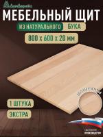 Мебельный щит бук кат. Экстра цельный  800 х 600 х 20