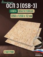 ОСП (OSB 3) плита влагостойкая 12 x 1250 x 1250 (2 шт)